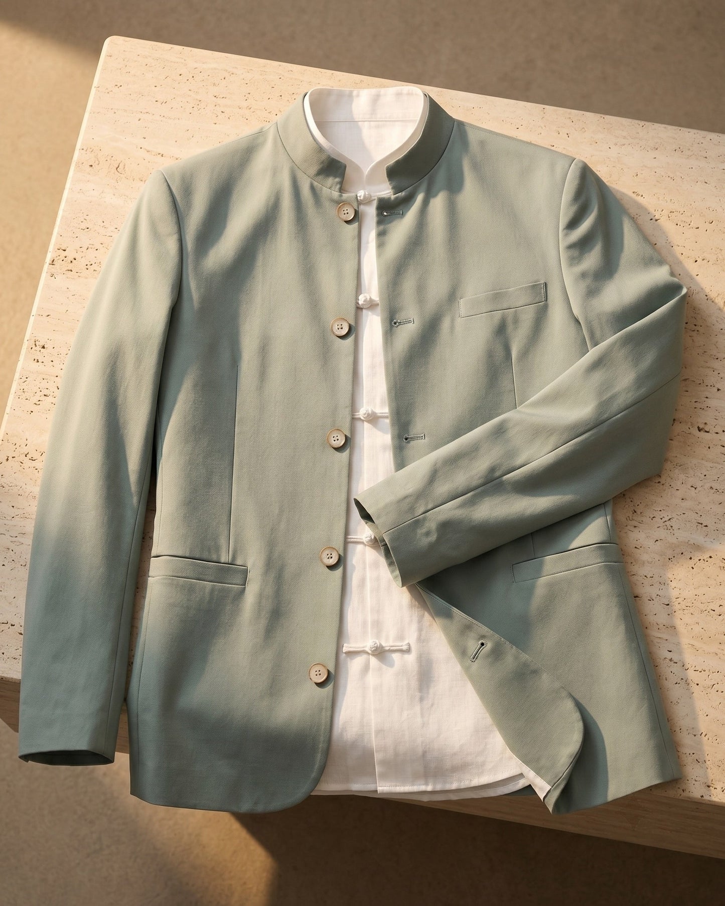 Dante Linen Mandarin Collar Jacket